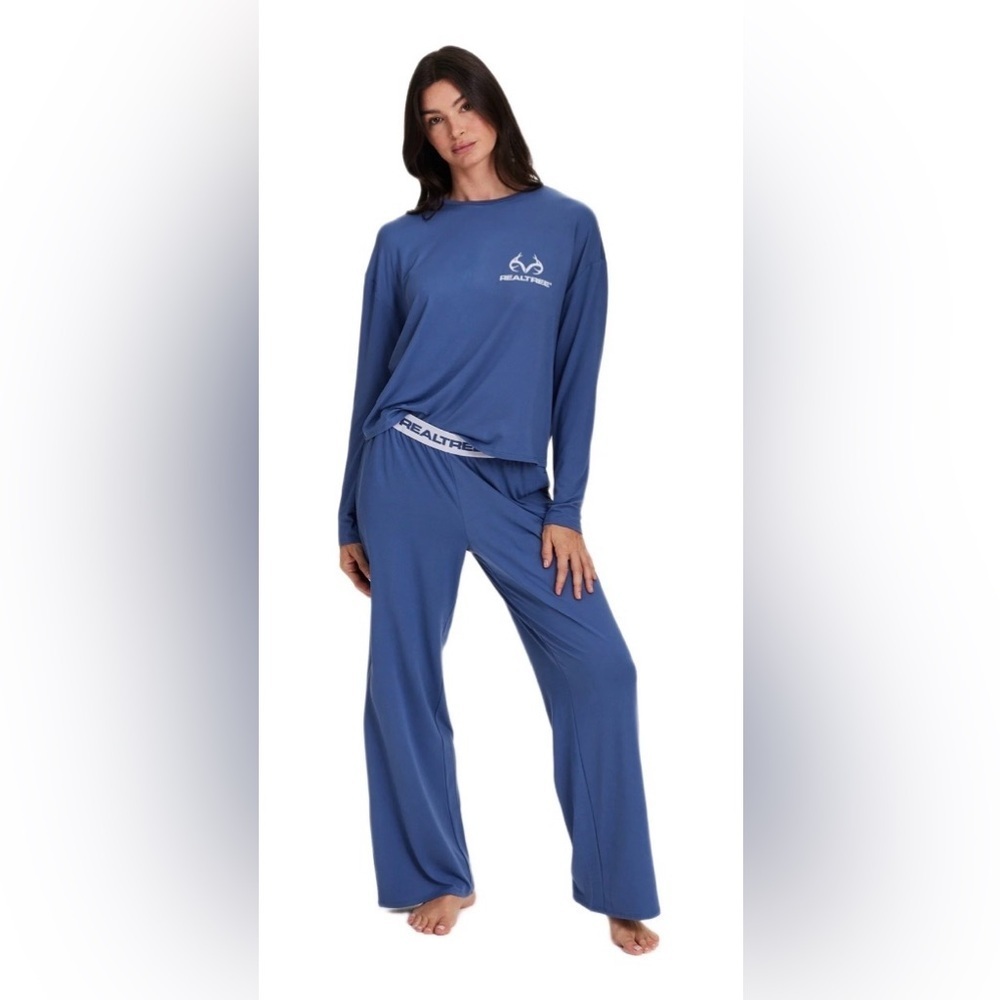🦌REALTREE Women's 1X Long Sleeve Wide Leg Pant Pajama Lounge Sleep Set Pockets 😍